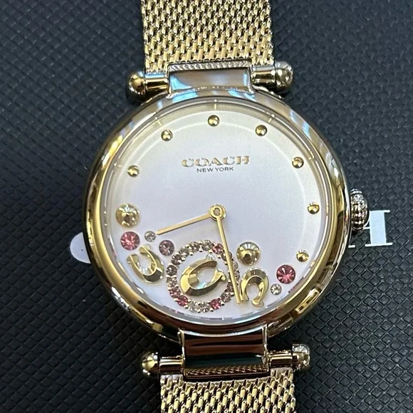 Coach Cary Watch With 34mm Silver White Face & Golden  display picture 1